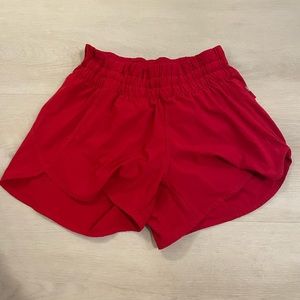 Red lululemon tracker short